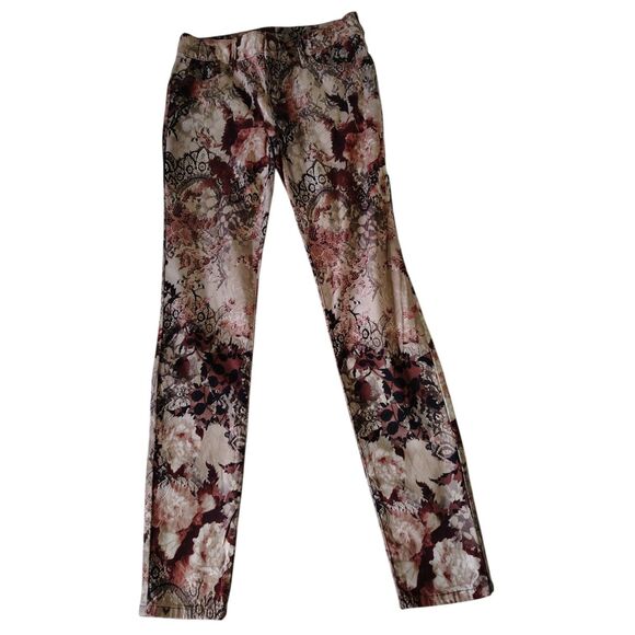 Chico's Floral Lace Print Stretch Ankle Leg Mid-rise Pants Size XS/0 Women's - Picture 1 of 10